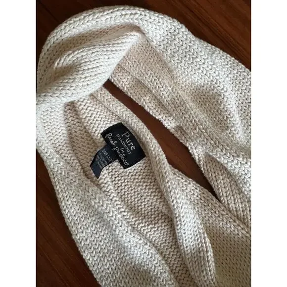 Pure Handknit Scarf Natural Cotton Button Boho One Size - Picture 4 of 4